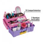 14" Cosmetic box, pink/purple