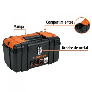 17" Tool box with compartments, metal clasps