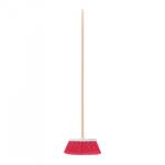 Medium brush type broom, PVC bristles, wooden stick