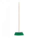 Large brush type broom, PVC bristles, wooden stick