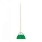 Large fan-type broom, PVC bristles, wooden stick